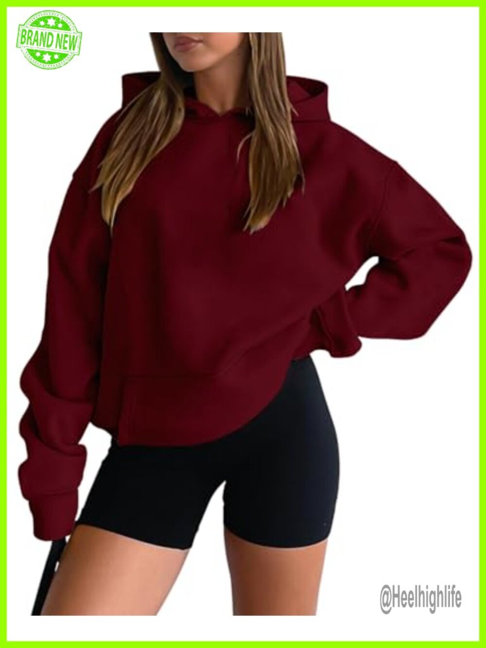 Oversized Pullover Hoodie Sweatshirt Kangaroo Pocket Drop Shoulder